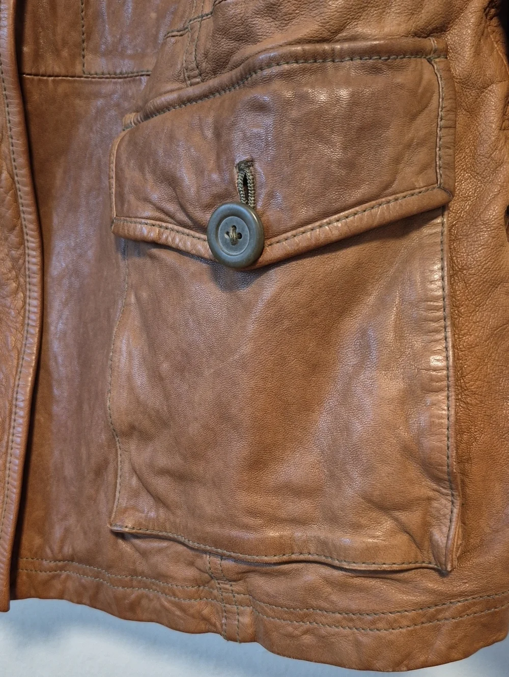 GAP WASHED LEATHER JACKET CAMEL SZ XL Gorgeous!!
